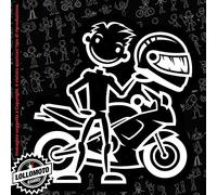 Lollomoto papà Motociclista con Moto Stickman© 2.0 Bianchi e Neri Adesivi Famiglia Vetro Auto Stickers Family Stickers Family Decal