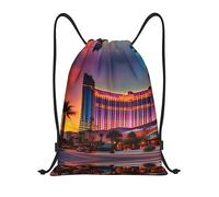 LOLOBFZL magico fungo rosso leggero coulisse cinturino tasca zaino sportivo zaino quotidiano pieghevole coulisse zaino, Tramonto di Las Vegas 1, M, zaini