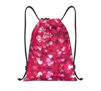 LOLOBFZL Tropical Leaves Zaino leggero con coulisse con tasca zaino sportivo zaino quotidiano pieghevole con coulisse, San Valentino Love Heart, S, zaini