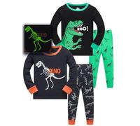 LOLPIP Pigiama a maniche lunghe, 4 pezzi, per bambini, set da 2-14 anni, 4P dino-verde glwgreen, 5 anni