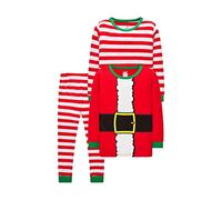 LOLPIP Pigiama a maniche lunghe, 4 pezzi, per bambini, set da 2-14 anni, Striscia rossa di Babbo Natale, 2 anni