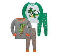 LOLPIP Pigiama per ragazzi Dinosauri Rockets Shaks Truck manica lunga 4 pezzi pigiameria 2-14 anni pigiama set, 4 dinosauri da basket, 8 anni