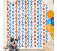 LOLStar Decorazioni di compleanno per cani blu, confezione da 2 pezzi arancione e blu, forniture per feste di compleanno 1 x 2 m, tende con frange in alluminio, accessori per cabina fotografica