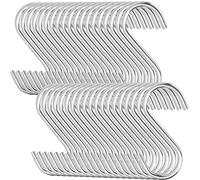 LOLYSIC 100 pezzi 7,1 cm Ganci a S in Acciaio Inox, Gancio Scorrevole per Rack, Gancio a S Resistente, per Cucina, Officina, Bagno, Giardino