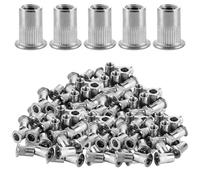 LOLYSIC 150 dadi per rivetti ciechi M8 filettati in acciaio inox, dadi filettati a testa piatta, fissaggio dadi rivettati utilizzati per metallo, acciaio, fibra di vetro, plastica