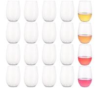 LOLYSIC 20 bicchieri da vino in plastica riutilizzabili, 450 ml, trasparenti, infrangibili, per campeggio, picnic, feste, matrimoni