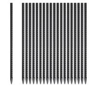 LOLYSIC 20 picchetti da giardino in metallo resistente, 40 cm e 10 mm, per cemento armato, dritti, picchetti da giardino, per piante da campeggio, baldacchino e paesaggistica, colore: nero