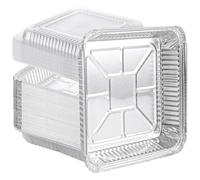 LOLYSIC Confezione da 40 vassoi in alluminio da 22,9 cm con coperchi, contenitori quadrati da 1650 ml con coperchio, vassoi riutilizzabili usa e getta in lamina di stagno per cottura, barbecue