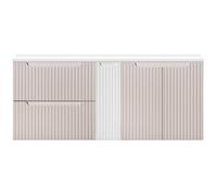 Lomadox Armadietto da bagno 140 cm, in cashmere e bianco, frontale scanalato