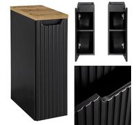 Lomadox Armadietto da bagno largo 20 cm, nero scanalato con rovere 40 cm di profondità, mobiletto da bagno (larghezza x altezza x profondità) ca. 20,4 x 2,5 x 40 cm