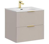 Lomadox Lavabo da bagno, 60 cm, in cashmere, con 2 cassetti a chiusura morbida, con lavabo in ceramica