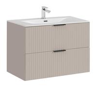 Lomadox Lavabo da bagno, 80 cm, in cashmere, con 2 cassetti con chiusura morbida, con lavabo in ceramica