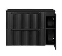Lomadox Mobile da bagno, 100 cm, colore nero, 2 cassetti, 1 porta, 100,4 x 59,5 x 40 cm