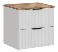 Lomadox Mobile da bagno, 60 cm, bianco opaco, con parte anteriore scanalata, in legno di legno, con 2 estratti di chiusura morbida, larghezza x altezza x profondità: ca. 60,6 x 59,2 x 46,5 cm