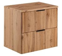 Lomadox Mobile da bagno, 60 cm, in legno di legno con scanalature, con 2 aperture con chiusura morbida, larghezza x altezza x profondità: ca. 60,6 x 59,2 x 46,5 cm