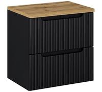 Lomadox Mobile da bagno 60 cm, in rovere nero, 40 cm, 2 cassetti (larghezza x altezza x profondità) ca. 60,4 x 59,5 x 40 cm