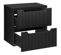Lomadox Mobile da bagno 60 cm nero scanalato, mobile da bagno, 2 cassette estraibili (larghezza x altezza x profondità) ca. 60,4/59,5/40 cm