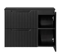 Lomadox Mobile da bagno, 80 cm, colore nero, con 2 cassetti estraibili, 1 porta, larghezza x altezza x profondità: ca. 80,4 x 59,5 x 40 cm