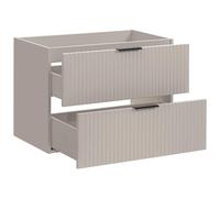 Lomadox Mobile da bagno 80 cm in cashmere beige con parte anteriore scanalata, 2 estratti a chiusura morbida, larghezza x altezza x profondità ca. 80 x 46 cm