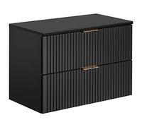 Lomadox Mobile da bagno 80 cm, nero opaco, con 2 aperture con chiusura morbida, larghezza x altezza x profondità: ca. 80,6 x 59,2 x 46,5 cm