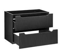 Lomadox Mobile da bagno 80 cm nero scanalato, mobile da bagno con 2 cassetti estraibili (larghezza x altezza x profondità) ca. 80/57/39 cm
