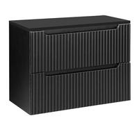 Lomadox Mobile da bagno 80 cm nero scanalato, mobile da bagno con 2 cassetti estraibili (larghezza x altezza x profondità) ca. 80,4/59,5/40 cm