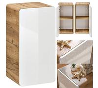 Lomadox Mobile da bagno sospeso LUTON-56, bianco lucido con rovere Wotan, larghezza x altezza x profondità circa 35/68/32 cm