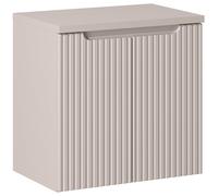 Lomadox Mobile lavabo da bagno, 60 cm, cashmere, parte anteriore scanalata, 2 ante con chiusura morbida, 1 ripiano