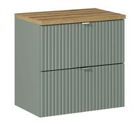 Lomadox Mobile lavabo da bagno, 60 cm, colore verde e rovere