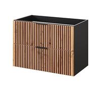 Lomadox Mobile sottolavabo, 80 cm, mobiletto per lavabo, cassetti, grigio antracite con rovere Nb. scanalature nere 80 x 57 x 46 cm