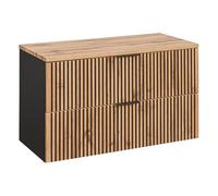 Lomadox Mobile sottolavabo da 100 cm, per lavabo da appoggio, colore antracite con rovere scanalato, 100,6 x 59,2 x 46,5 cm (larghezza x altezza x profondità)