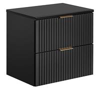 Lomadox Mobiletto da bagno 60 cm, nero opaco, con 2 aperture con chiusura morbida, larghezza x altezza x profondità: ca. 60,6 x 59,2 x 46,5 cm