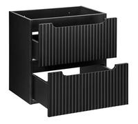 Lomadox Mobiletto da bagno, 60 cm, nero scanalato, 2 cassetti estraibili (larghezza x altezza x profondità) ca. 60 x 57 x 39 cm