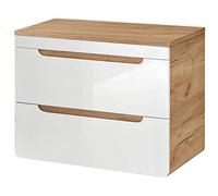 Lomadox, mobiletto da bagno, 80 cm, bianco lucido, con cassetti a chiusura morbida, larghezza x altezza x profondità: circa 81/61,5/48 cm.