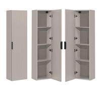 Lomadox Mobili da bagno in cashmere, colore beige, scanalato, armadietto laterale, mobile da bagno, 35/140/25 cm