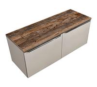 Lomadox Set di mobili da bagno, 120 cm, grigio talpa con rovere vintage Nb, 4 cassetti con chiusura morbida, larghezza x altezza x profondità: ca. 120,4 x 48,5 x 46 cm