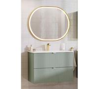 Lomadox Set di mobili da bagno, 2 pezzi, con lavabo da 80 cm, verde scanalato, montaggio sospeso, profondità 40 cm