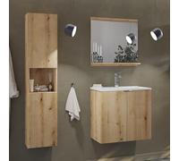 Lomadox Set di mobili da bagno, 3 pezzi, 60 cm, in rovere, profondità ridotta (40 cm)