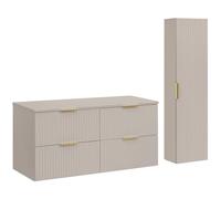 Lomadox Set di mobili da bagno con lavabo da 120 cm, 2 pezzi, in cashmere