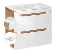 Lomadox Set di mobili da bagno con lavabo in ceramica da 61 cm, armadietto in legno di quercia Wotan, 61 x 60,8 x 46 cm (larghezza x altezza x profondità)
