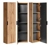 Lomadox Wotan - Armadietto alto a 2 ante, in legno di quercia scanalata, 35 cm, 35 x 140 x 25 cm