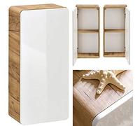 Lomadox Wotan - Mobile da bagno sospeso, colore bianco lucido, 1 anta, larghezza 35/75/22 cm circa