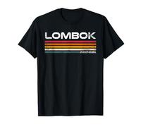 Lombok Indonesia, Design Vintage retrò da Viaggio a Strisce Maglietta