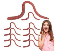 Lombrichi Artificiali - Finti Realistici, Finti in Gomma, Lombrico Elastico da 10 Pezzi, Verme Realistico in Plastica, Lombrichi in Gomma Morbida ed Elastica, Oggetti di Scena Spaventosi R