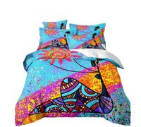LOMDEM Copripiumino 3D Graffiti Civiltà Egizia, Set Lenzuola in Microfibra Traspirante Set Di Biancheria Da Letto Con Federe 50x75 cm, Chiusura A Zip, Lavabile in Lavatrice (Blue#1,220x240 cm)