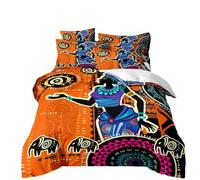LOMDEM Copripiumino 3D Graffiti Civiltà Egizia, Set Lenzuola in Microfibra Traspirante Set Di Biancheria Da Letto Con Federe 50x75 cm, Chiusura A Zip, Lavabile in Lavatrice (Orange#3,200x200 cm)