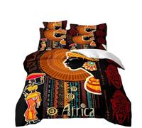 LOMDEM Copripiumino 3D Graffiti Civiltà Egizia, Set Lenzuola in Microfibra Traspirante Set Di Biancheria Da Letto Con Federe 50x75 cm, Chiusura A Zip, Lavabile in Lavatrice (Brown#2,135x200 cm)
