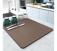 LOMDEM Tappetino Scolapiatti Assorbente, Assorbente Scolapiatti da Lavello, Tappetini per Posate Resistente al Calore, Tappetino Antiscivolo per Bancone Cucina Caffettiera, 50x60 cm,Marrone