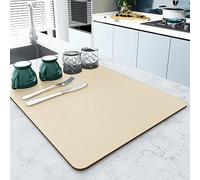 LOMDEM Tappetino Scolapiatti Assorbente, Assorbente Scolapiatti da Lavello, Tappetini per Posate Resistente al Calore, Tappetino Antiscivolo per Bancone Cucina Caffettiera, 40x50 cm,Beige