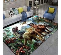 LOMDEM Tappeto 3D Dinosauro Forest River Grande Tappeto Soggiorno Tappeti per Bambini Flanella Tappeto Cameretta Ragazzi Marrone Verde Dinosauro Tappeto Runner Tappeto Cucina (Colore 2,120x160 cm)